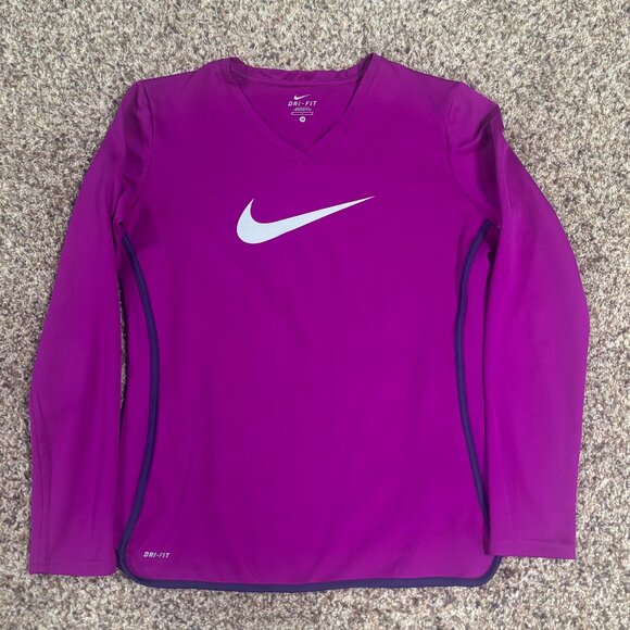 Women's Nike Dri Fit Long Sleeve V Neck - Preowned - Size M - - Picture 1 of 3